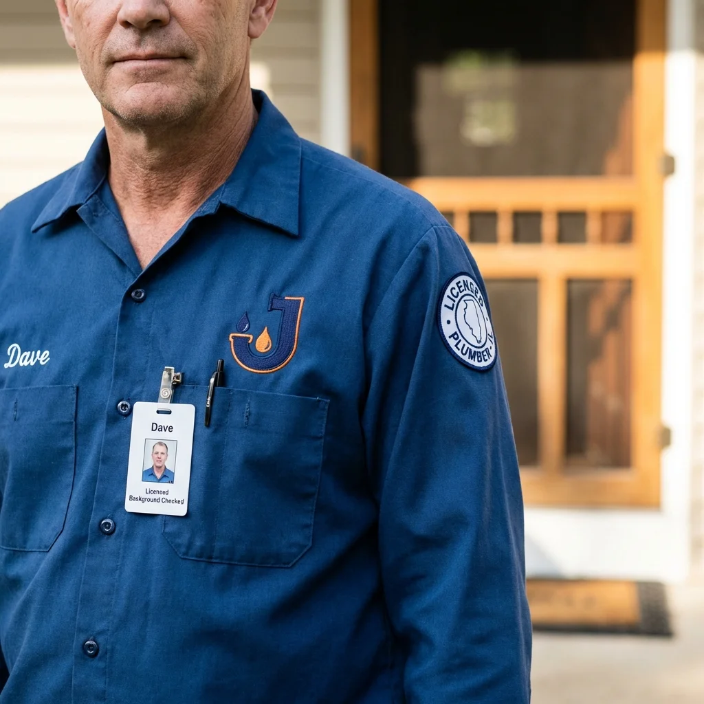 Licensed plumber showing ID badge in Elizabethville, PA
