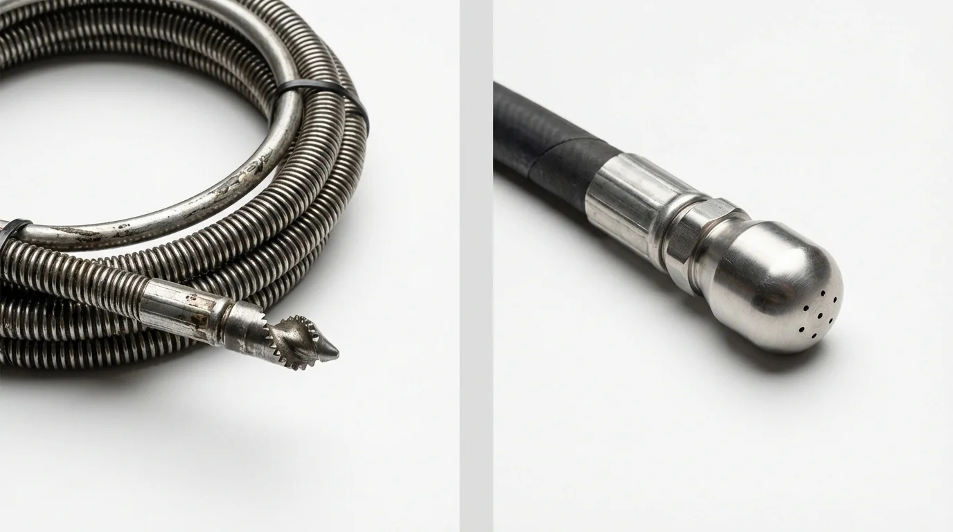 Drain snake cable and hydro jetting nozzle used for drain cleaning in Elizabethville, PA