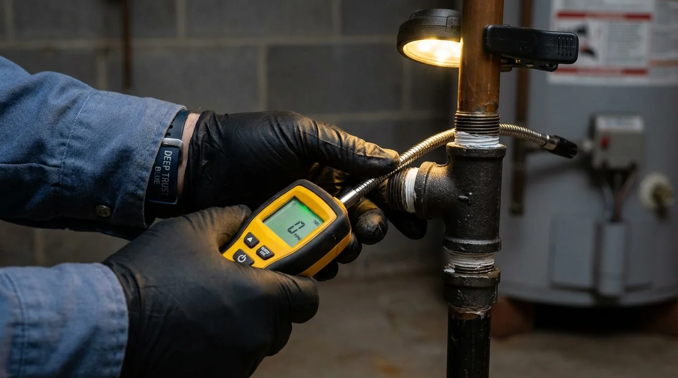 Gas leak detection with electronic sniffer by Johns Plumbing LLC in Elizabethville