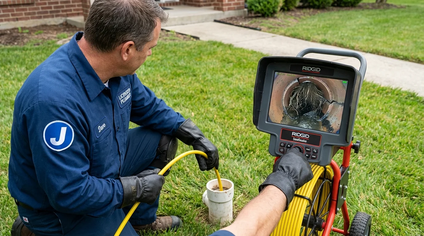 Sewer camera inspection being performed by Johns Plumbing LLC in Elizabethville